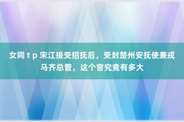 女同 t p 宋江接受招抚后，受封楚州安抚使兼戎马齐总管，这个官究竟有多大
