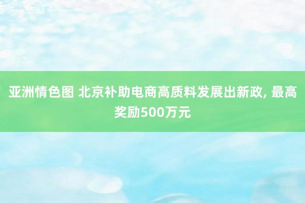 亚洲情色图 北京补助电商高质料发展出新政, 最高奖励500万元