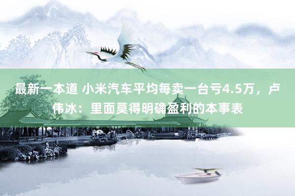 最新一本道 小米汽车平均每卖一台亏4.5万，卢伟冰：里面莫得明确盈利的本事表